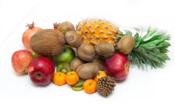 Vegetables and fruit on a white background