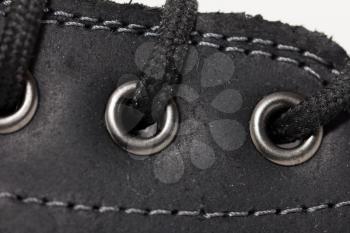 background of the seams on the boot. macro