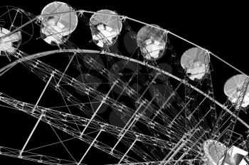 Ferris wheel in the park . black and white photo