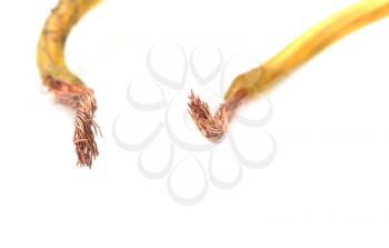 copper wire on a white background. macro