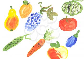 vegetables handmade watercolor design element