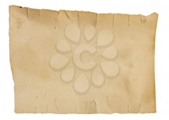 Ancient paper with shabby edges isolated