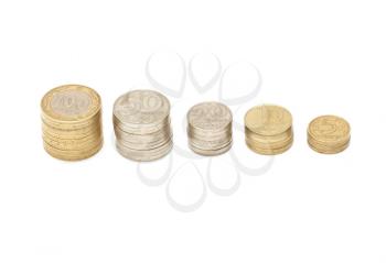 stack of coins isolated on a white background