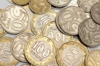 Kazakhstan Tenge coins on a white background