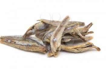 salted anchovies on a white background