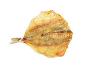 dried yellow stripe trevally fish isolated on white background