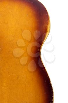 old wooden guitar on a white background