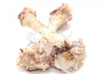 Cooked bones on white background