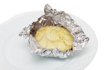 baked potatoes on a white background