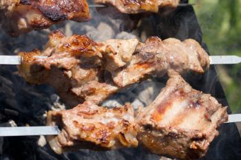 skewers. grilled meat on the coals