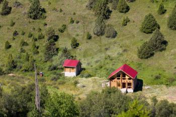 wooden cabin in the mountains of Tien Shan