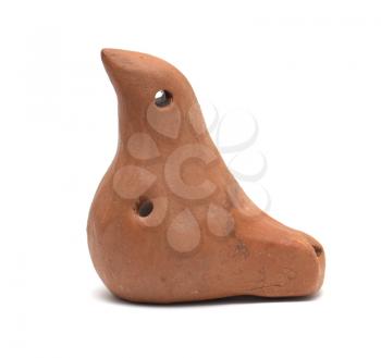 clay whistle on a white background