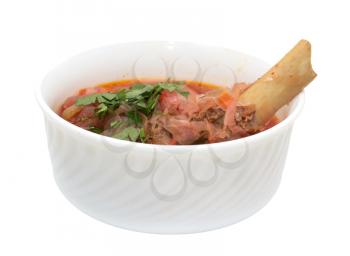 borscht soup on a white background