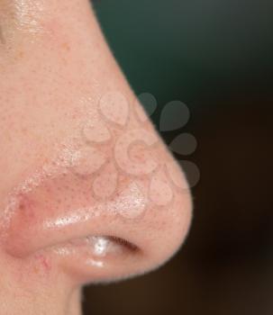 Women's nose. macro