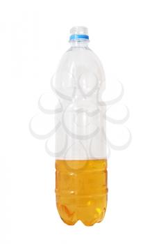 beer in a plastic bottle on a white background