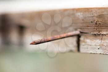rusty nail in piece of wood