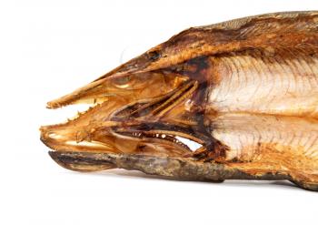 smoked fish on a white background