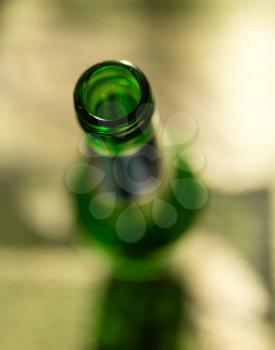 The throat of a green bottle. macro