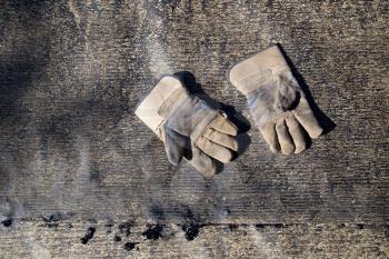 old construction gloves