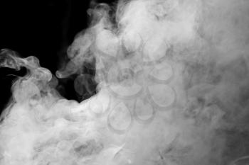 smoke from the leaves on a black background
