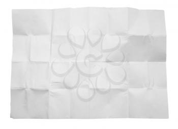 crumpled white paper on white background