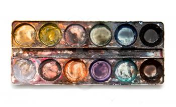 watercolor paints on a white background