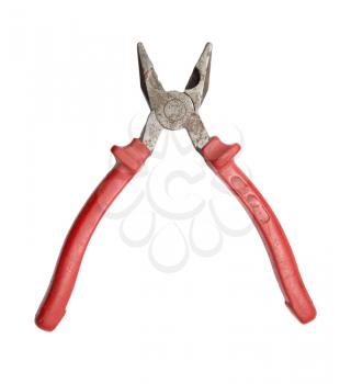 red pliers on white background