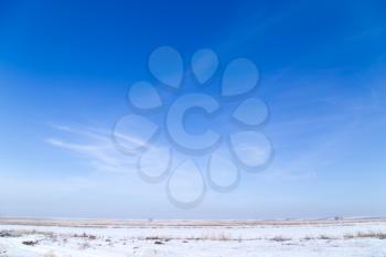 beautiful sky background in winter steppe