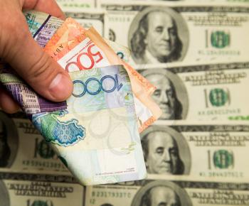 Kazakh tenge and U.S. dollars