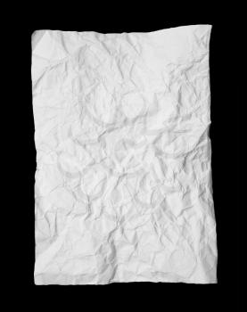 crumpled white paper on black background