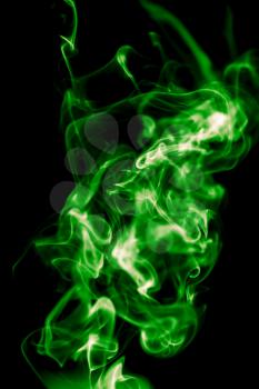green smoke on black background