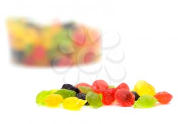colored candy on a white background. macro