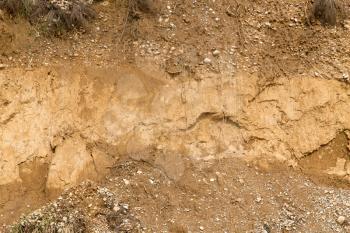 background of rocks from clay and stone after a landslide