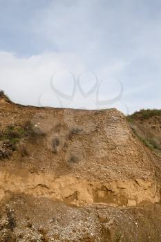 background of rocks from clay and stone after a landslide