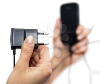 adapter with phone in hand