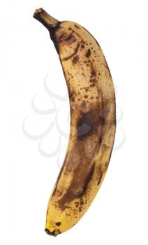 old banana on white background