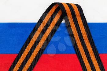 St. George ribbon and Russian flag