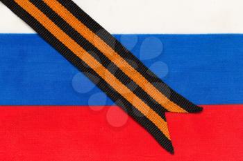 St. George ribbon and Russian flag