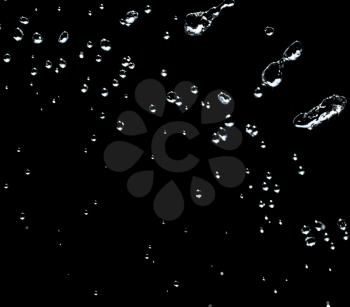 water on a black background