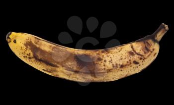 old banana on a black background