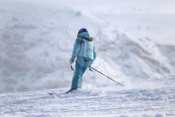 woman on the slope.Skiing.