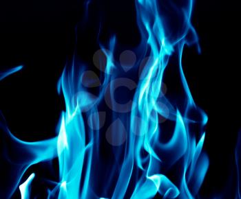 Blue flames on a black background