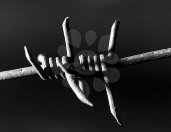 barbed wire on black background