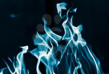 blue flame fire on a black background