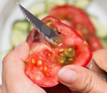sliced tomato knife