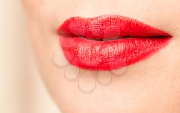 beautiful lips with red lipstick