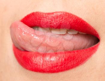red lips, close-up portrait