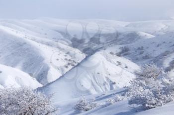 snowy mountains of Tien Shan mountains in winter