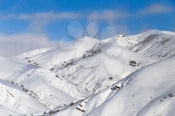 beautiful Tien-Shan mountains in the snow. in winter