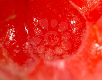 ripe juicy raspberries as background. super macro